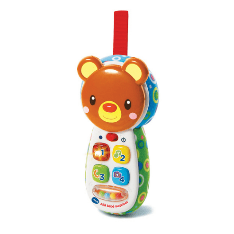 TÉLÉPHONE – ALLO BÉBÉ SURPRISES VERT – VTECH est le premier portable interactif de votre bébé pour imiter les grands pendant des heures de jeu.