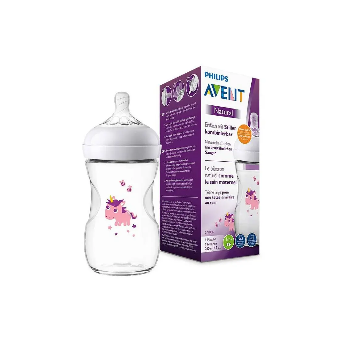 Biberon Avent Natural 260ml Unicorn