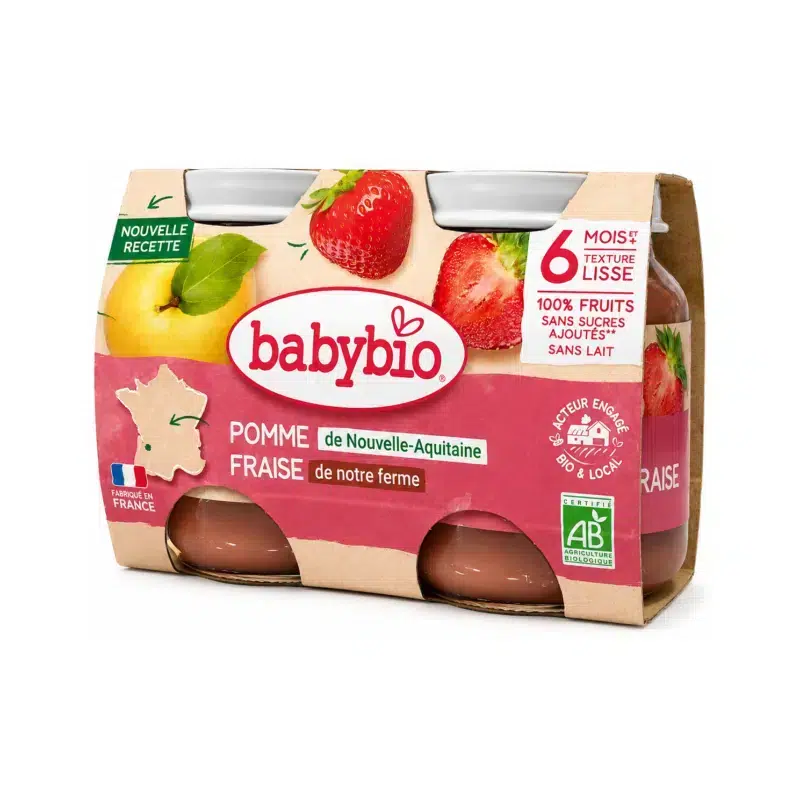 Petits pots pomme fraise - 2x130g - babybio