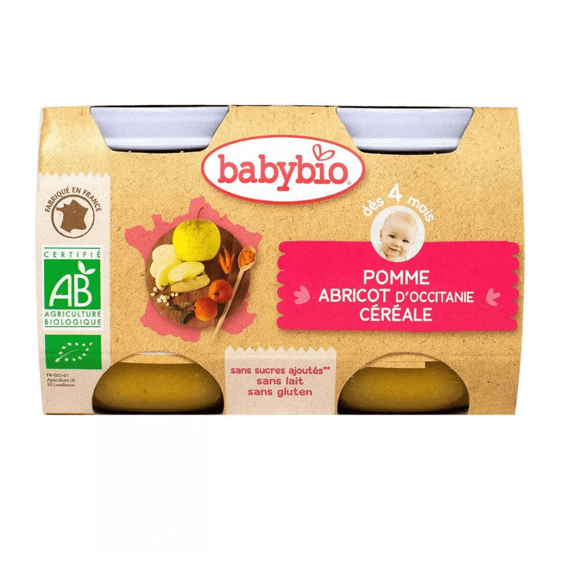Petit pot fruits pomme abricot & céréale 2x130g - babybio