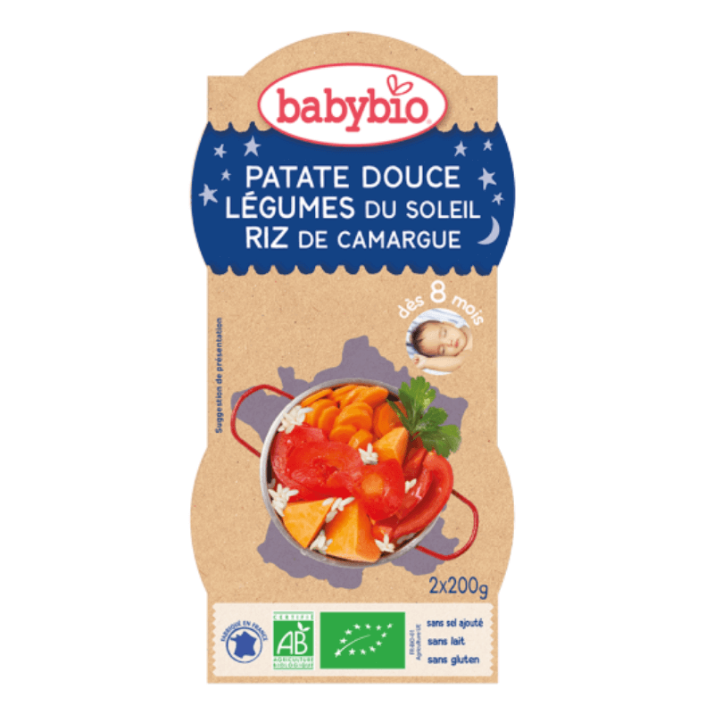 Patate Douce Légumes Du Soleil Riz De Camargue 2X220g - Babybio