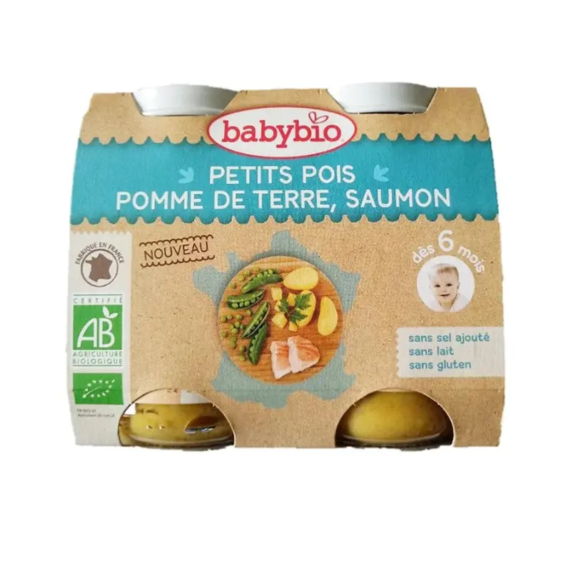 Pot Petits pois pomme de terre et saumon 2x200g - Babybio
