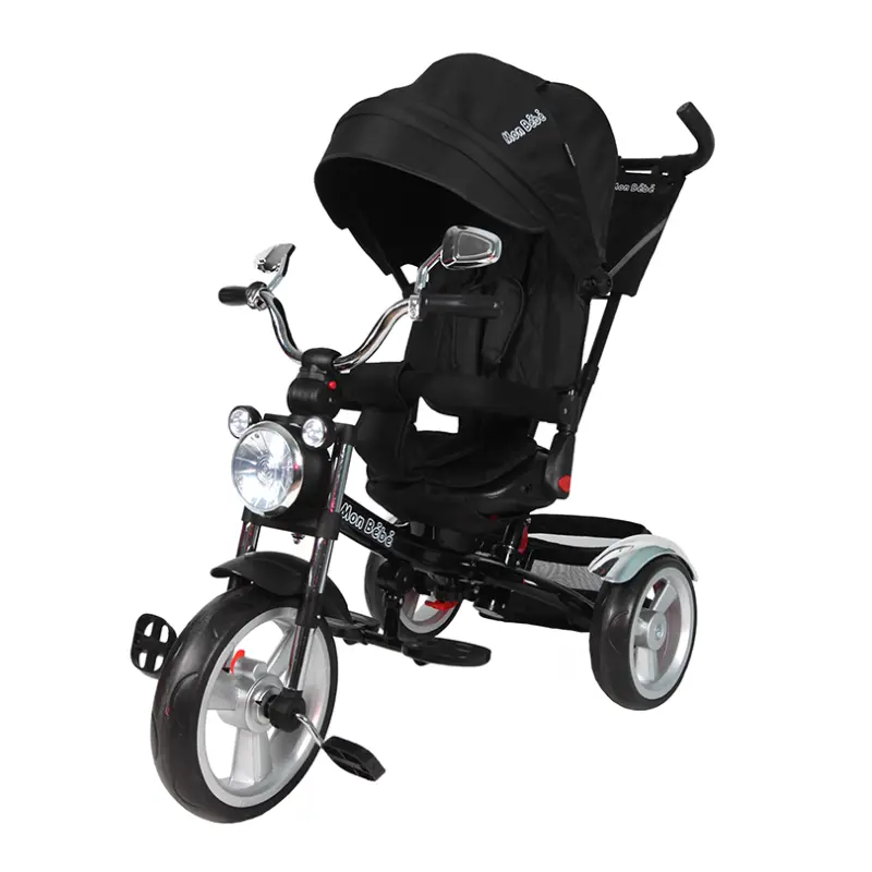 TRICYCLE HARELY MUSICAL ET LUMINEUX NOIR – MON BEBE