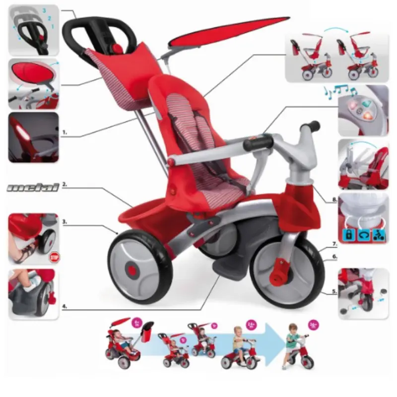 TRICYCLE BABY TRIKE EASY EVOLUTION ROUGE- FEBER