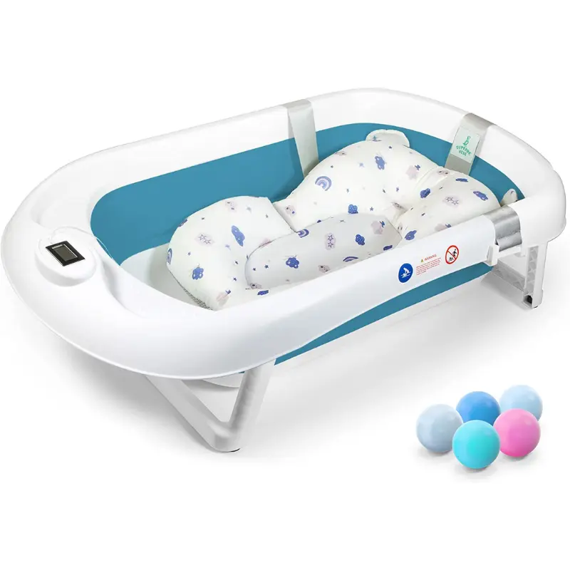 Baignoire Bébé Pliable Avec Coussin - BLEU