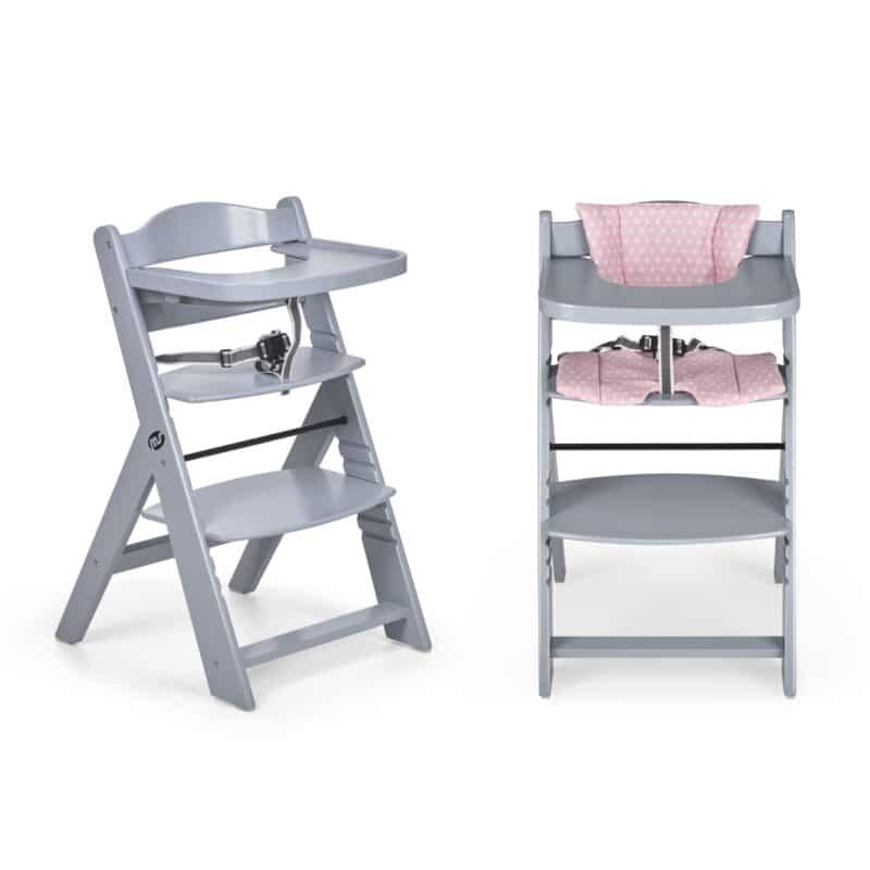 Chaise haute évolutive en bois gris - MS
