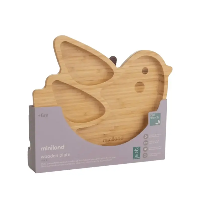 Assiette Poussin en Bambou naturel – MINILAND