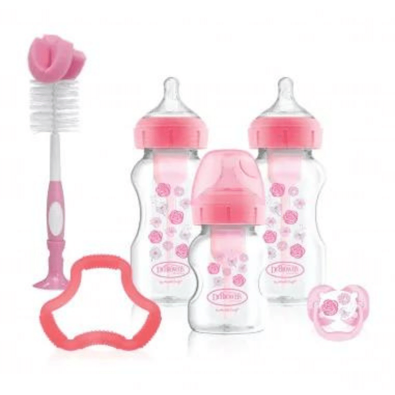 Dr Brown's Pack cadeau Biberons Anti-coliques à Cole large - Rose