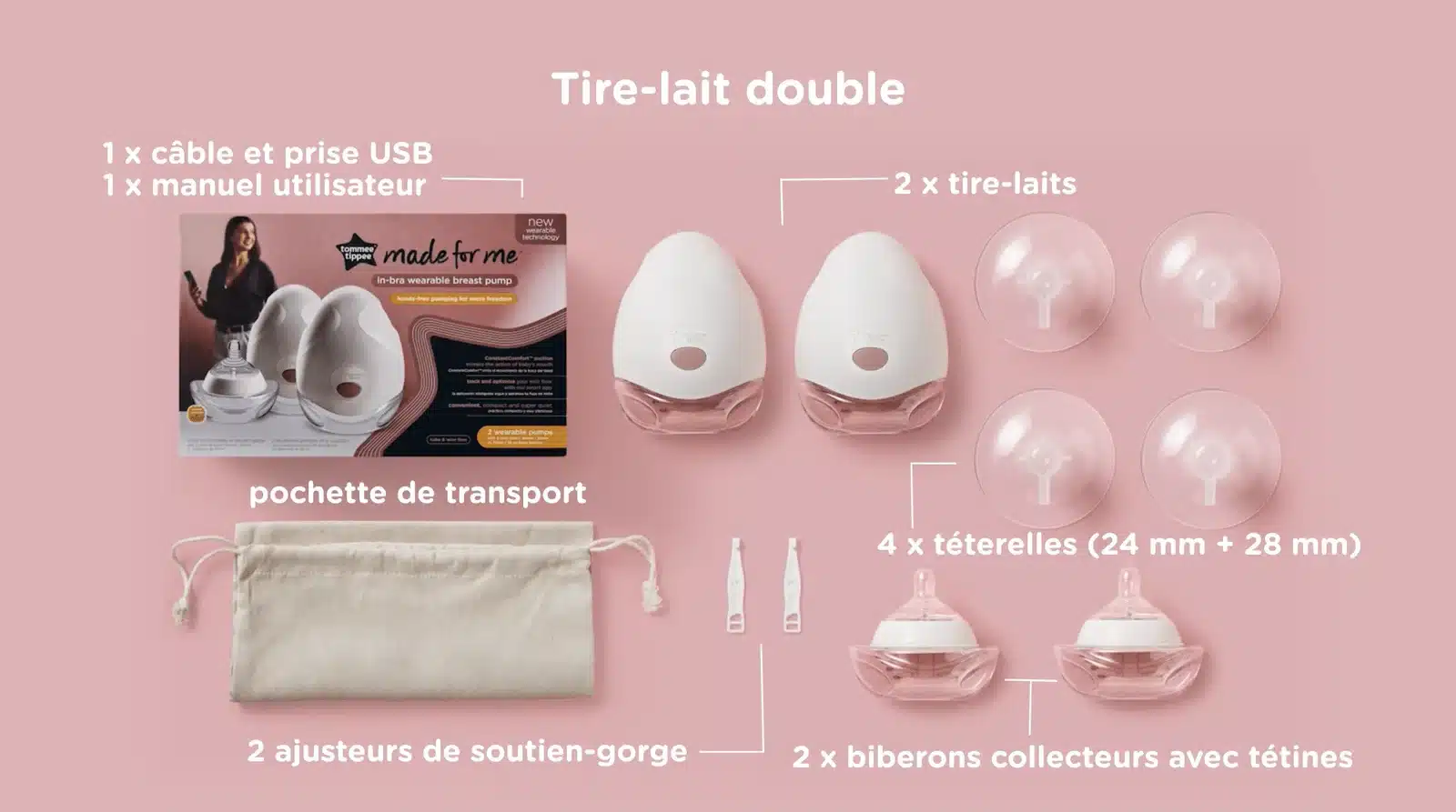 Tire-lait portable Made for Me Double - Tommee Tippee
