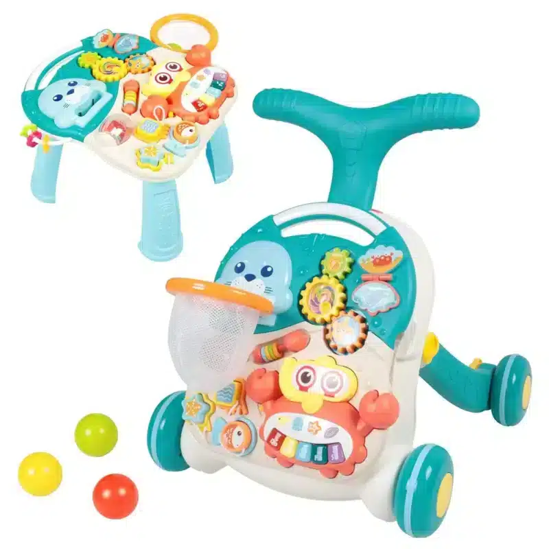 Trotteur et table d’activité interactive 2 en 1 BLEU – Huanger
