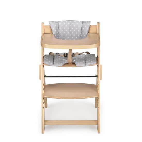 Chaise haute pliable en bois MS Évolutive réglable Gris/Marron