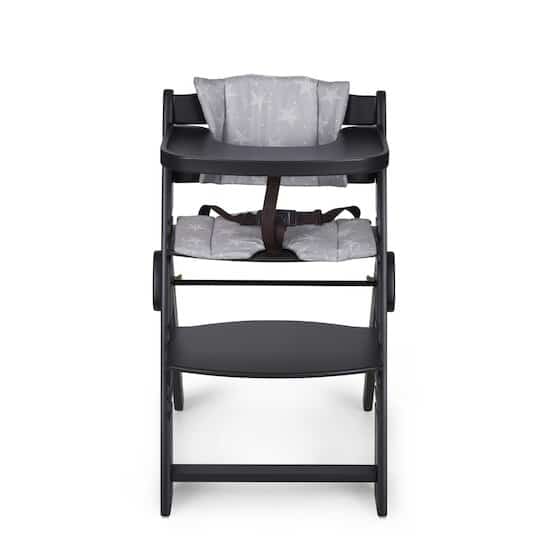 Chaise haute pliable en bois MS Évolutive réglable noir/gris