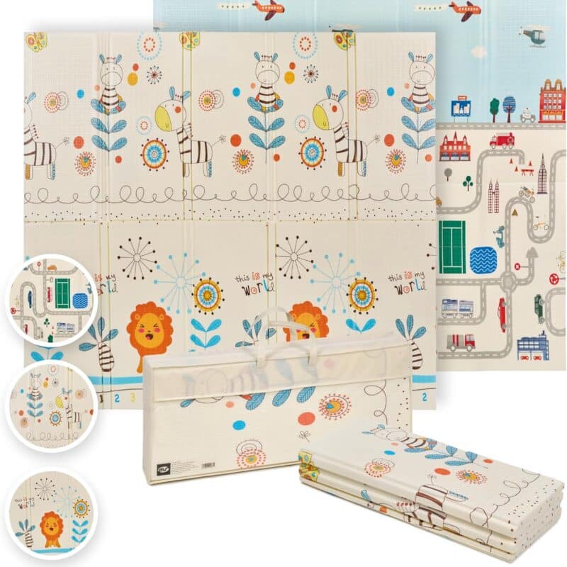 MS Fancy – Tapis de jeu double face 180×200×1.5 cm pour bébé