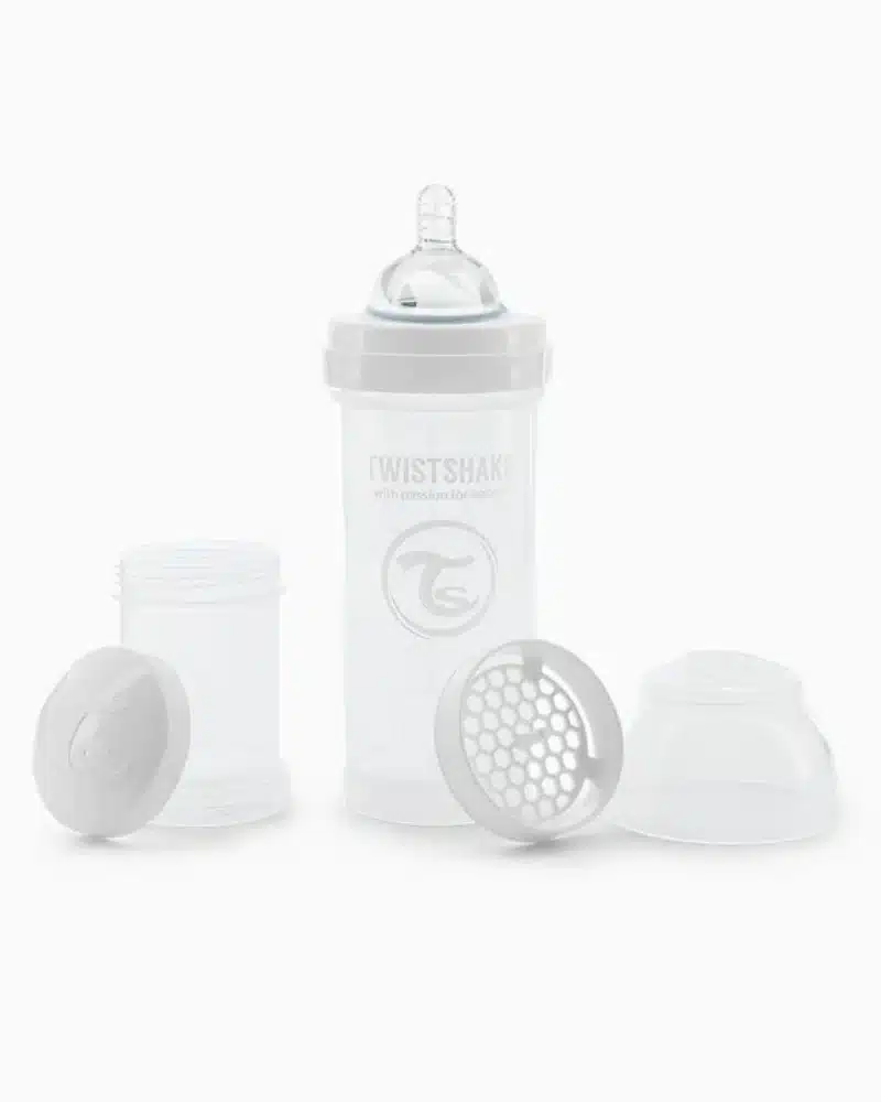 Biberon Anti-Colique Twistshake 260ml 2M+ - Blanc
