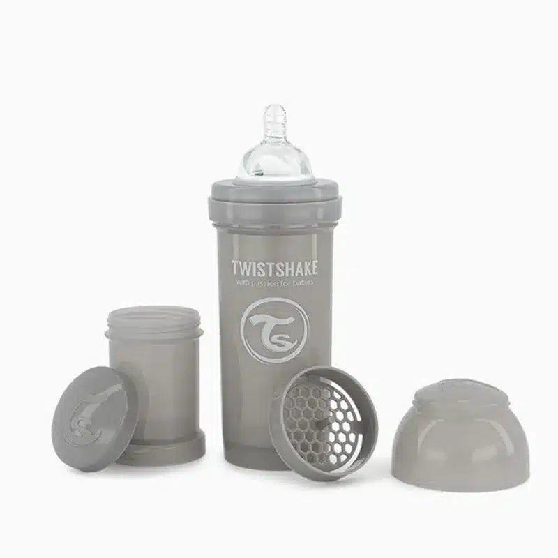 Biberon Anti-Colique Twistshake 260ml 2M+ - Gris