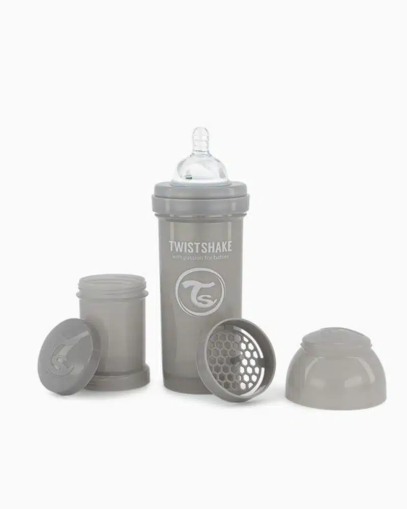 Biberon Anti-Colique Twistshake 260ml 2M+ - Gris