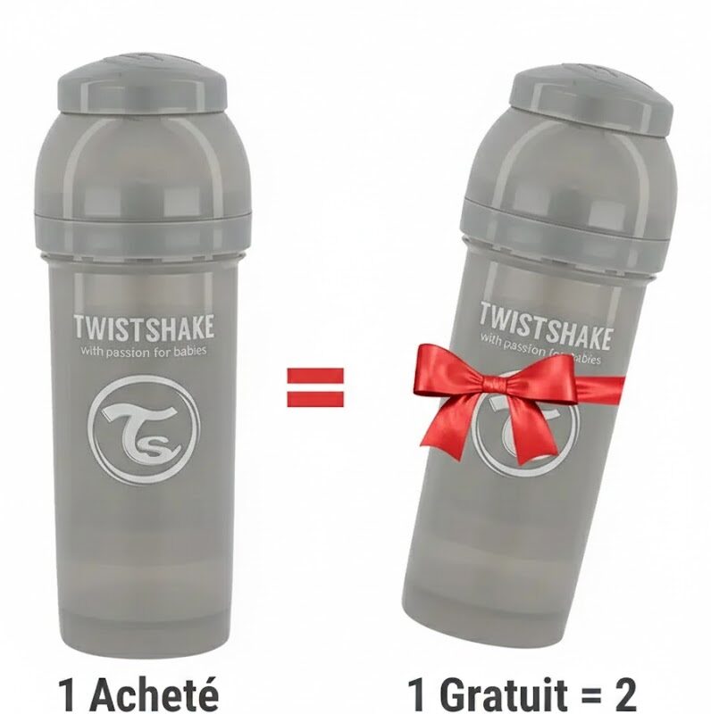 Offre : 1 Biberon Anti-Colique Twistshake 260ml - Gris