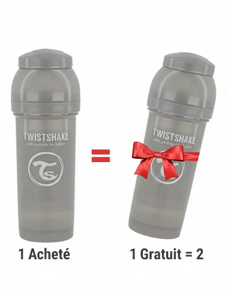 Offre : 1 Biberon Anti-Colique Twistshake 260ml - Gris