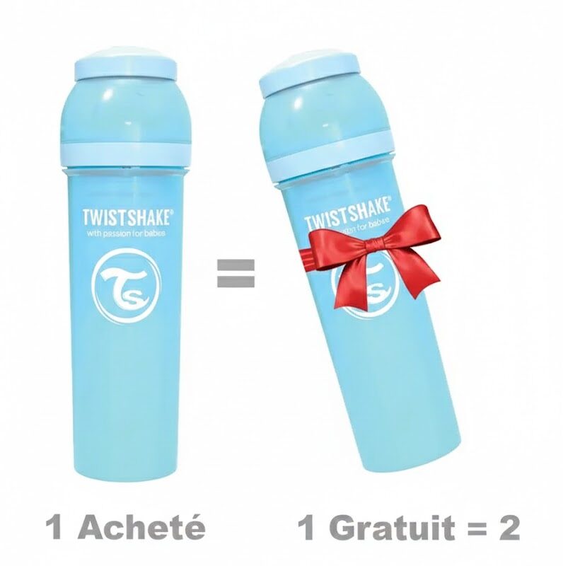Offre : 1 Biberon Anti-Colique Twistshake 330ml - Bleu = 2 Gratuits