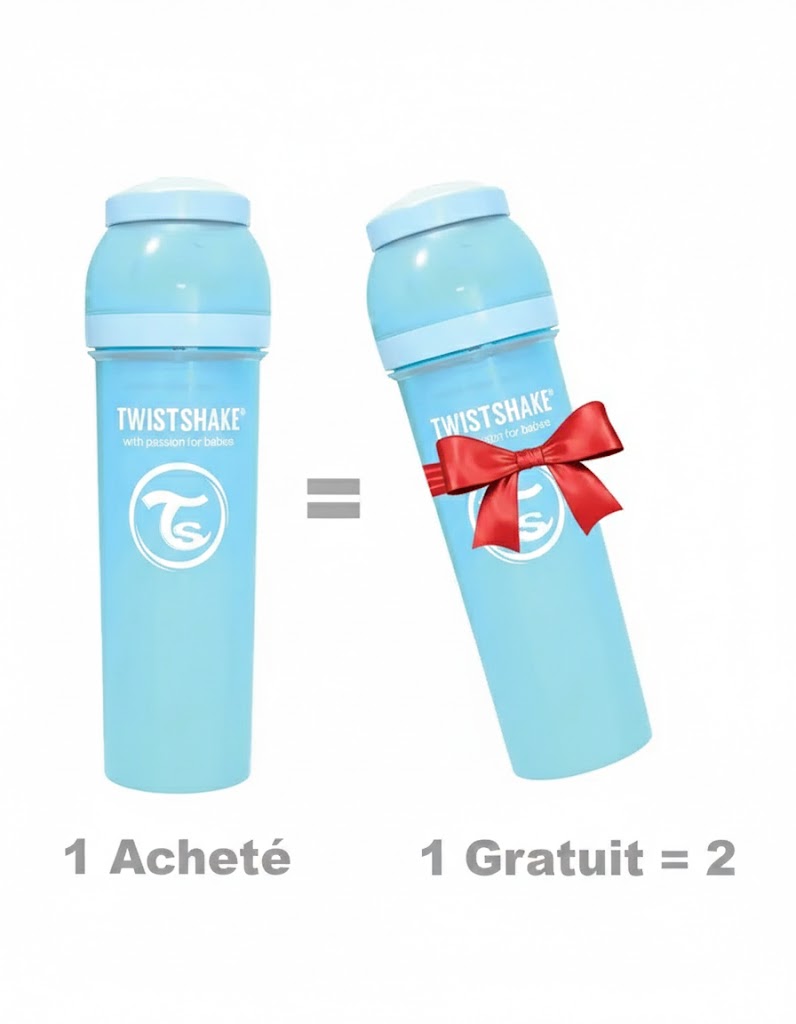 Offre : 1 Biberon Anti-Colique Twistshake 330ml - Bleu = 2 Gratuits