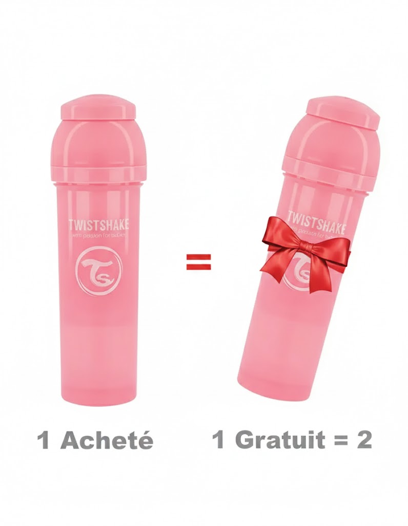 Offre : 1 Biberon Anti-Colique Twistshake 330ml - Rose = 1 Gratuits