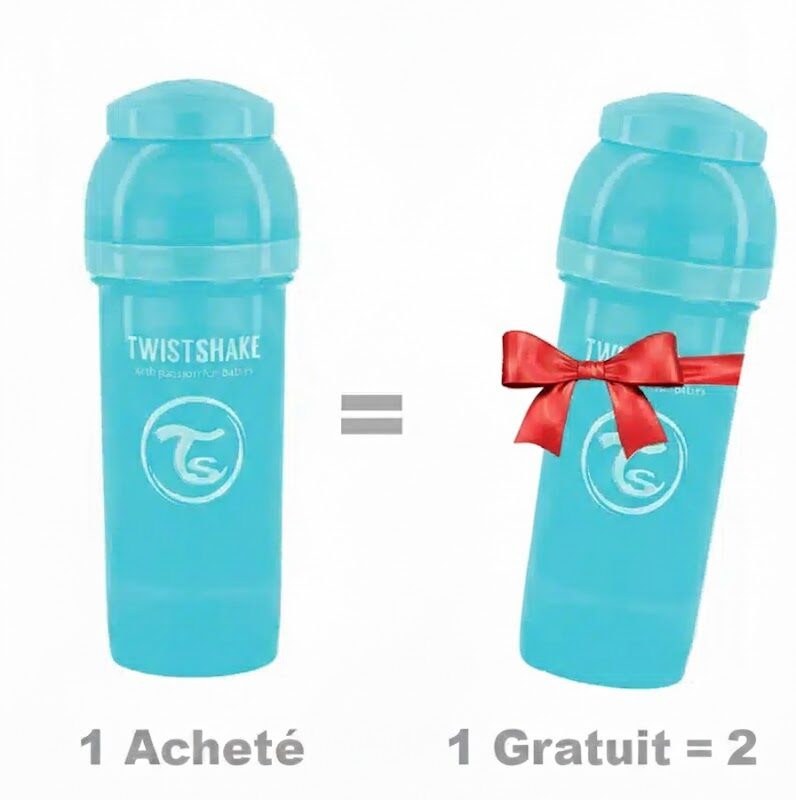 Offre : 1 Biberon Anti-Colique Twistshake 260ml - Bleu = 2