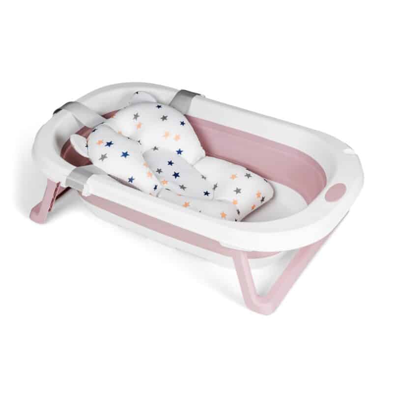 Baignoire bébé pliable avec coussin de bain rose - Ms