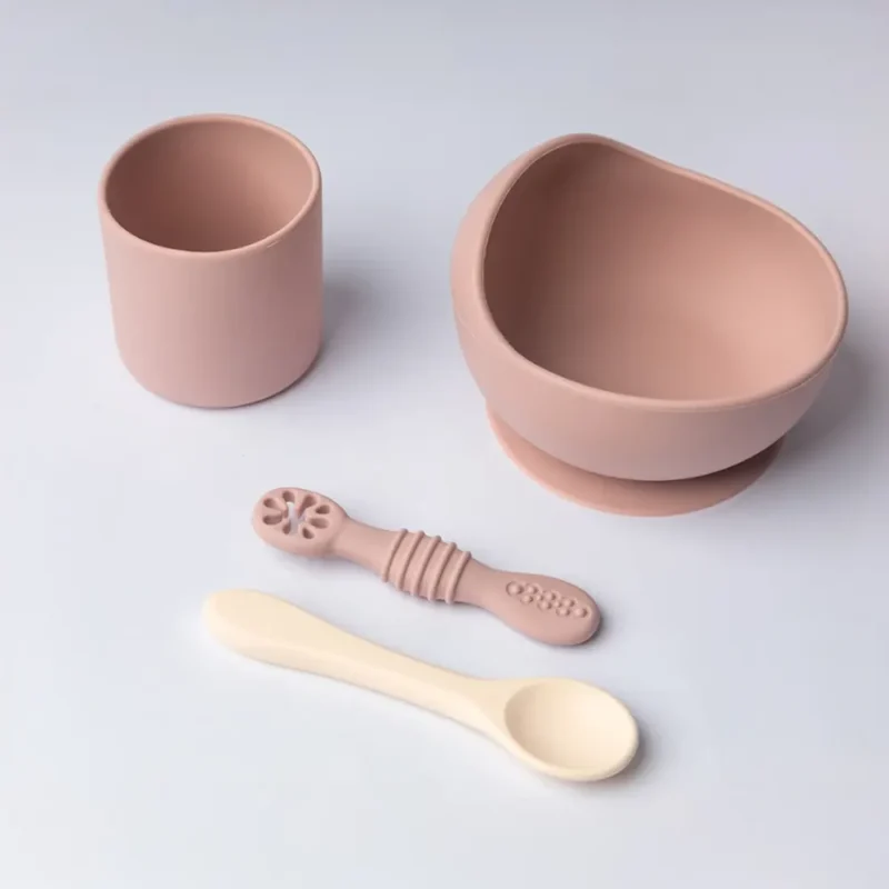 YUMMY Coffret Repas Silicone 4M+ - Rose Poudre