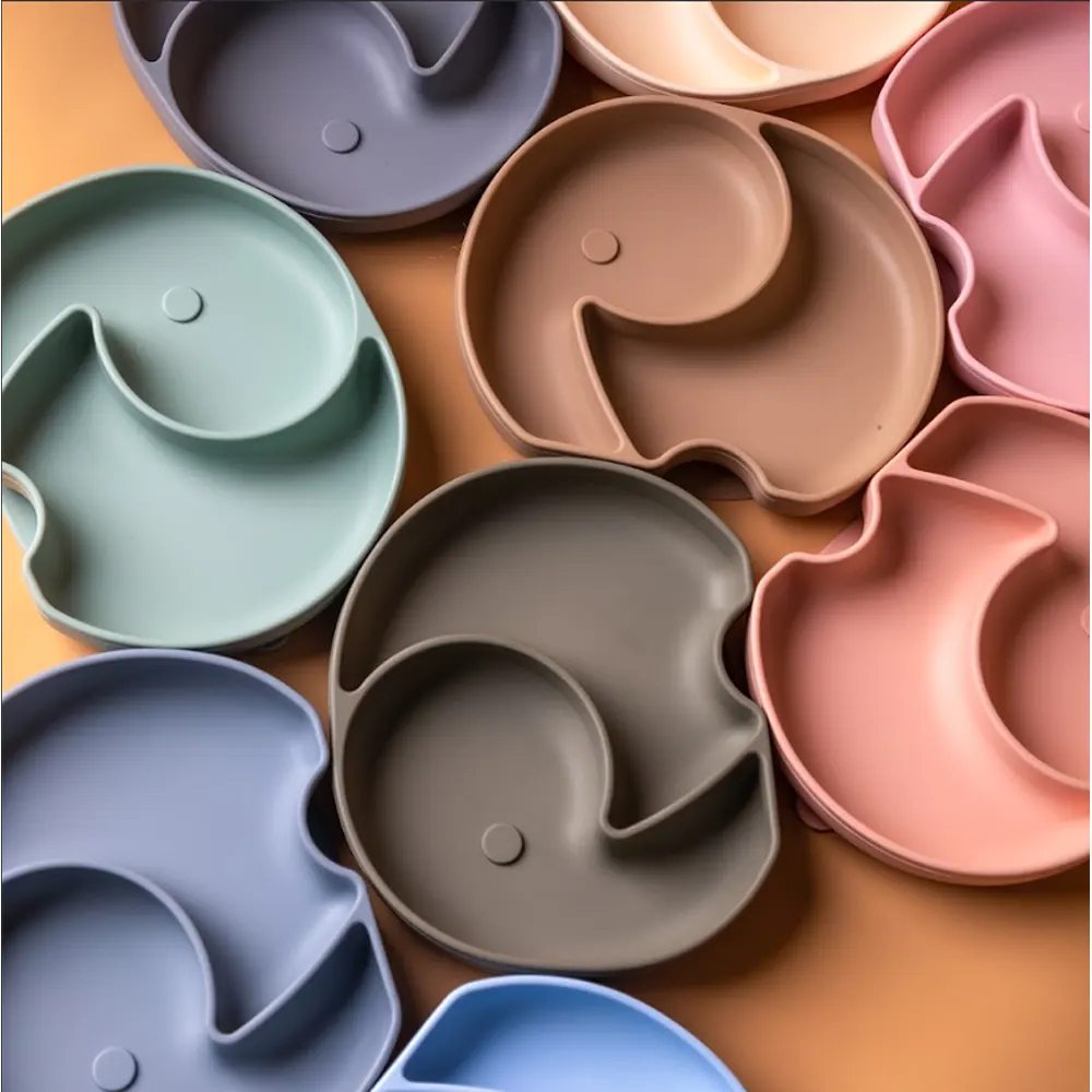 YUMMY Assiette Éléphant en Silicone avec Ventouse 4M+