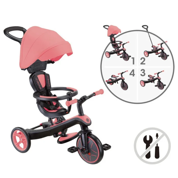 Tricycle Évolutif 4-en-1 Globber EXPLORER Rose