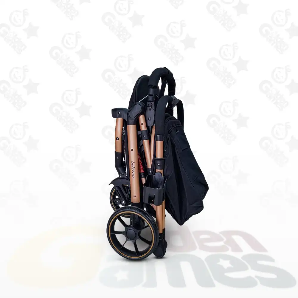 Poussette Bébé Belecoo B1 Original Gold Pro Noir – Réversible, Confortable et Élégante – Image 6
