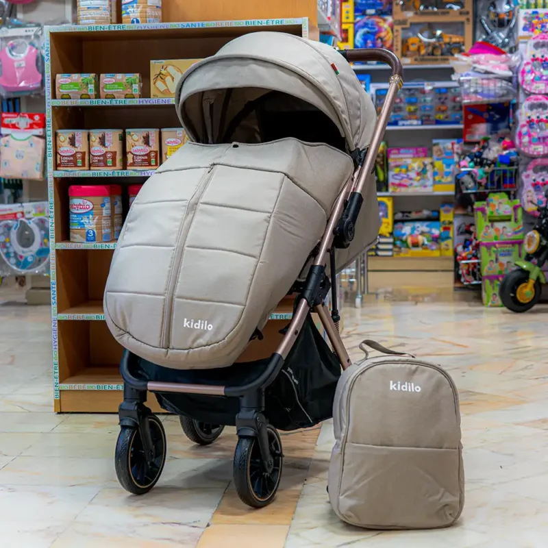Poussette Kidilo PRO Beige – Réversible et Pliable avec Cache Soleil et Sac - 6530B