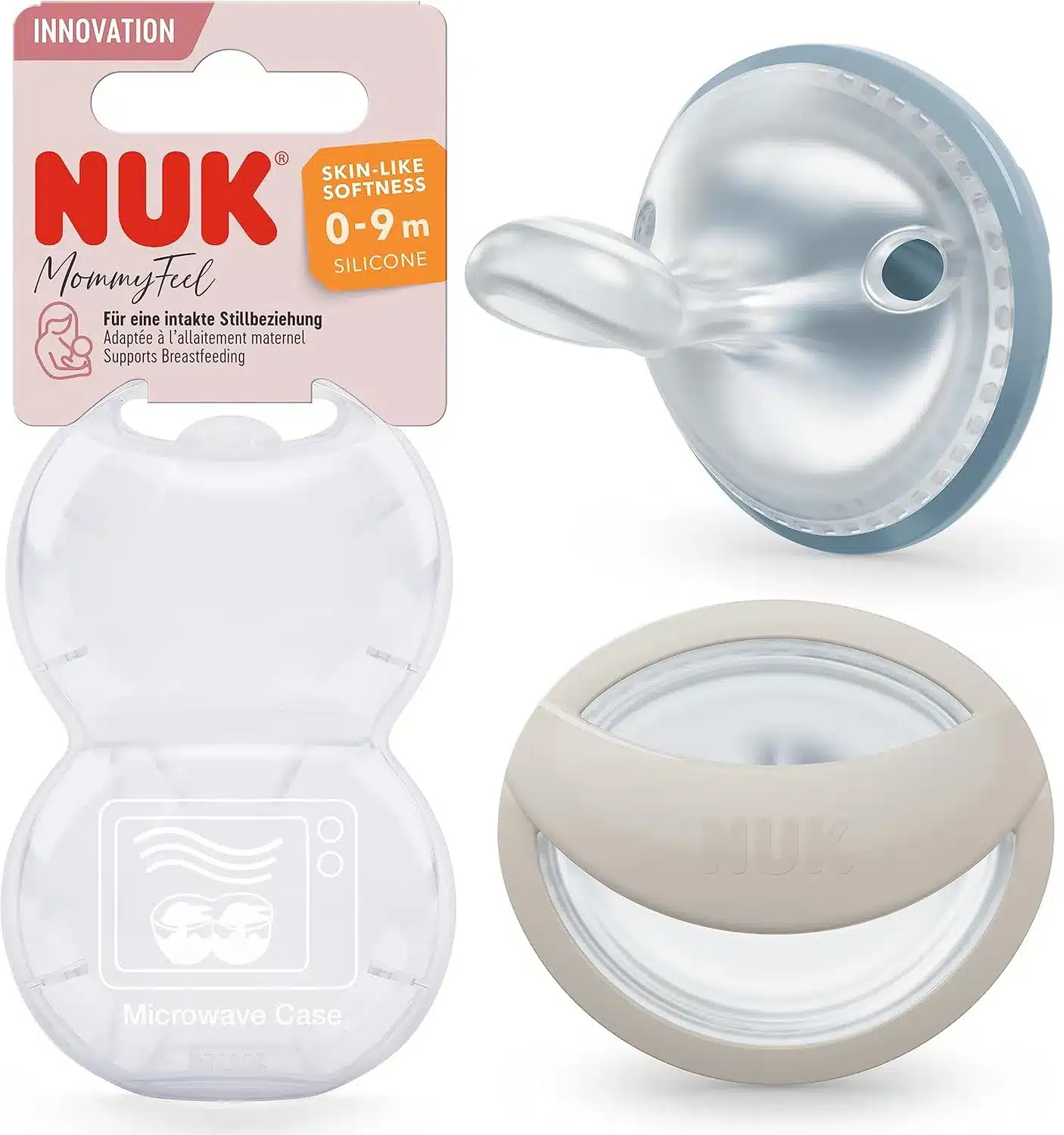 Sucettes NUK MommyFeel 0-9 mois Bleu-Gris