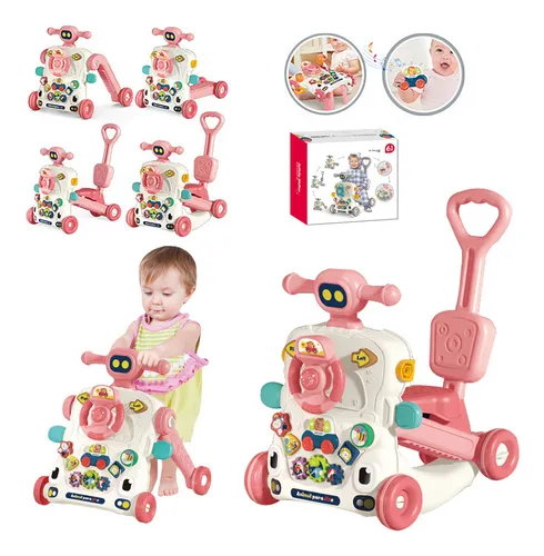 Trotteur 6 en 1 multifonctionnel interactif rose