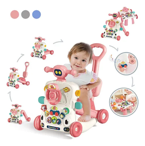 Trotteur 6 en 1 multifonctionnel interactif rose