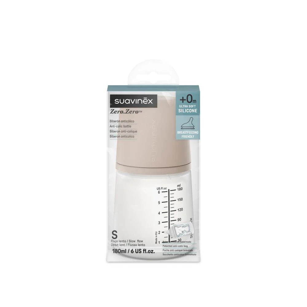 Biberon ZERO-ZERO anticolique 180 mL débit S MED