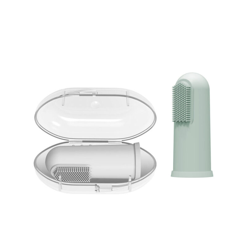 Dr Brown's Brosse à dents en silicone avec étui - Vert clair 3m+