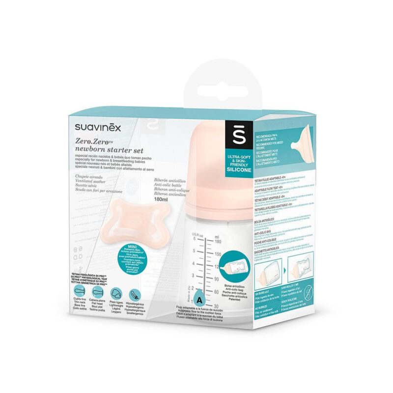 Suavinex Set Biberon Zero.Zero 180 ml avec Sucette