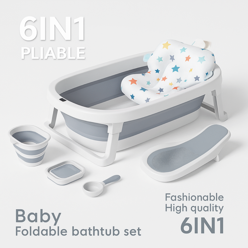 Baignoire Pliable pour Bébé avec Thermomètre – 6 en 1