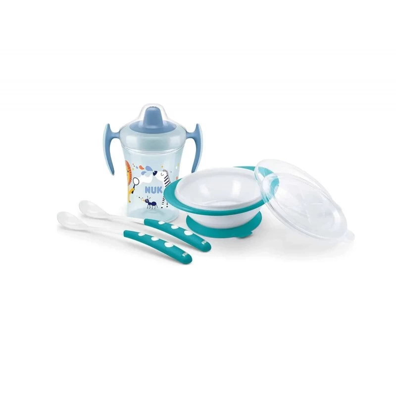 NUK Set Repas 4 Pièces Bleu – Dès 6 Mois