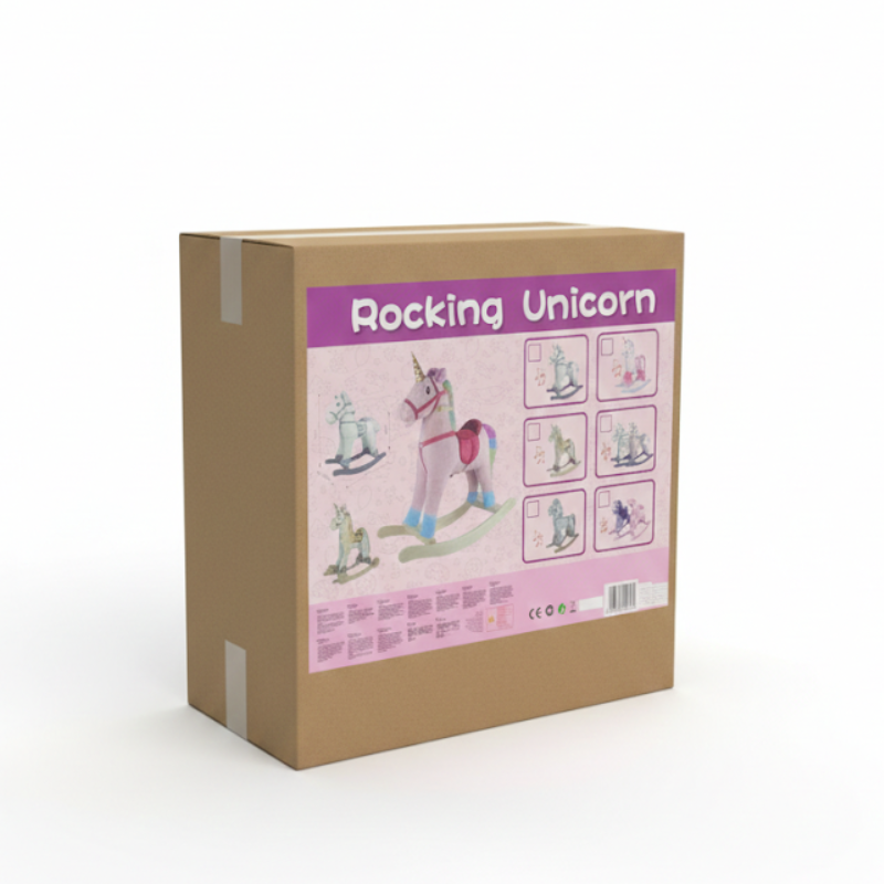 Licorne à Bascule Enfant – Rocking Unicorn Rose et Blanche – Image 3