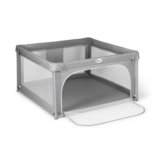 Pack Parc Bébé L Gris + Tapis de Jeu Girafe Éléphant 120x120 cm