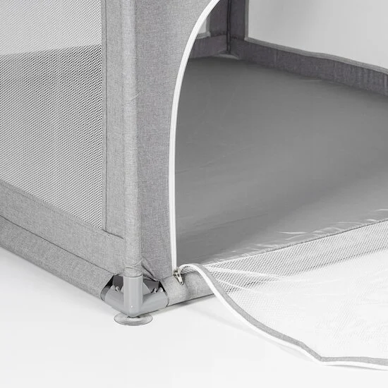 Pack Parc Bébé L Gris + Tapis de Jeu Girafe Éléphant 120x120 cm