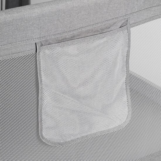 Pack Parc Bébé L Gris + Tapis de Jeu Girafe Éléphant 120x120 cm