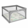 Pack Parc Bébé L Gris + Tapis de Jeu Girafe Éléphant 120x120 cm