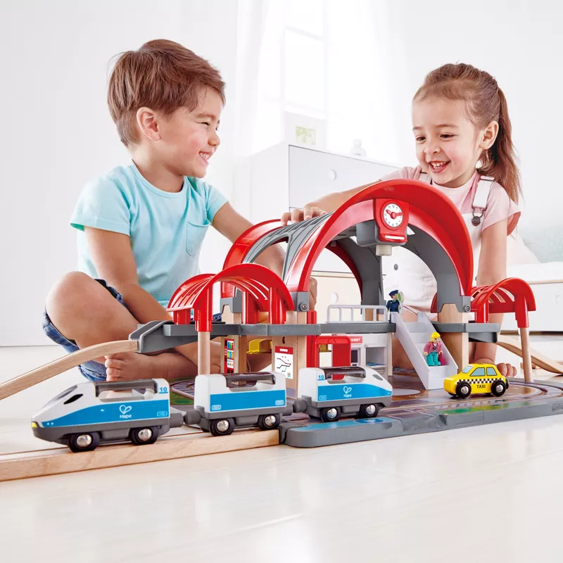 Hape Grand City Station Light & Sound Railway Set with Projector & Recorder