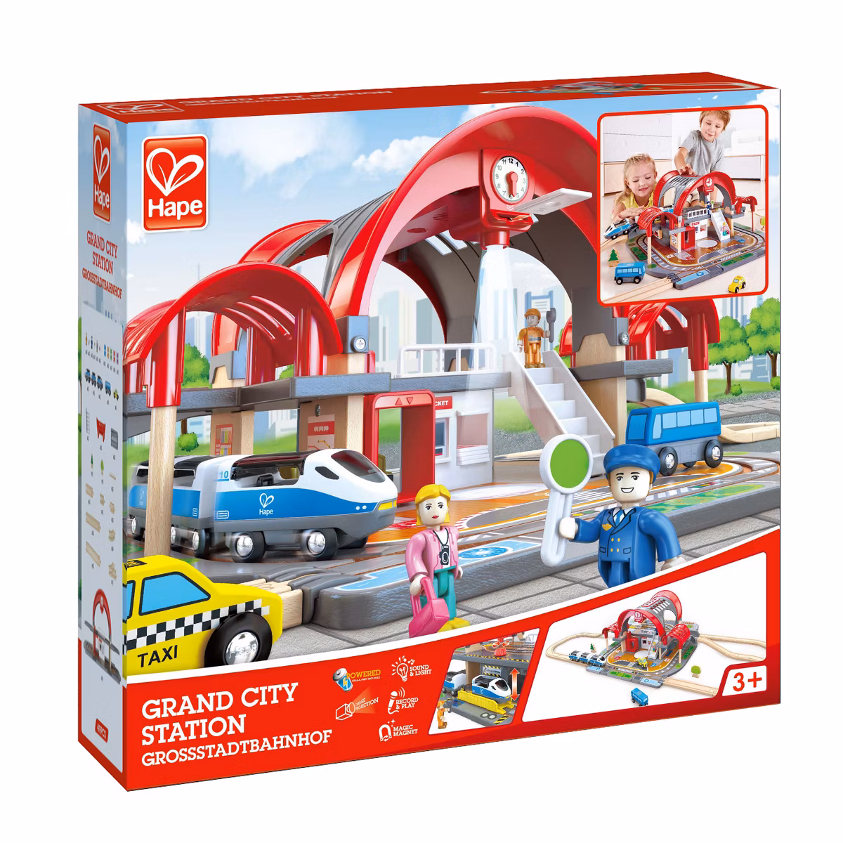 Hape Grand City Station Light & Sound Railway Set with Projector & Recorder