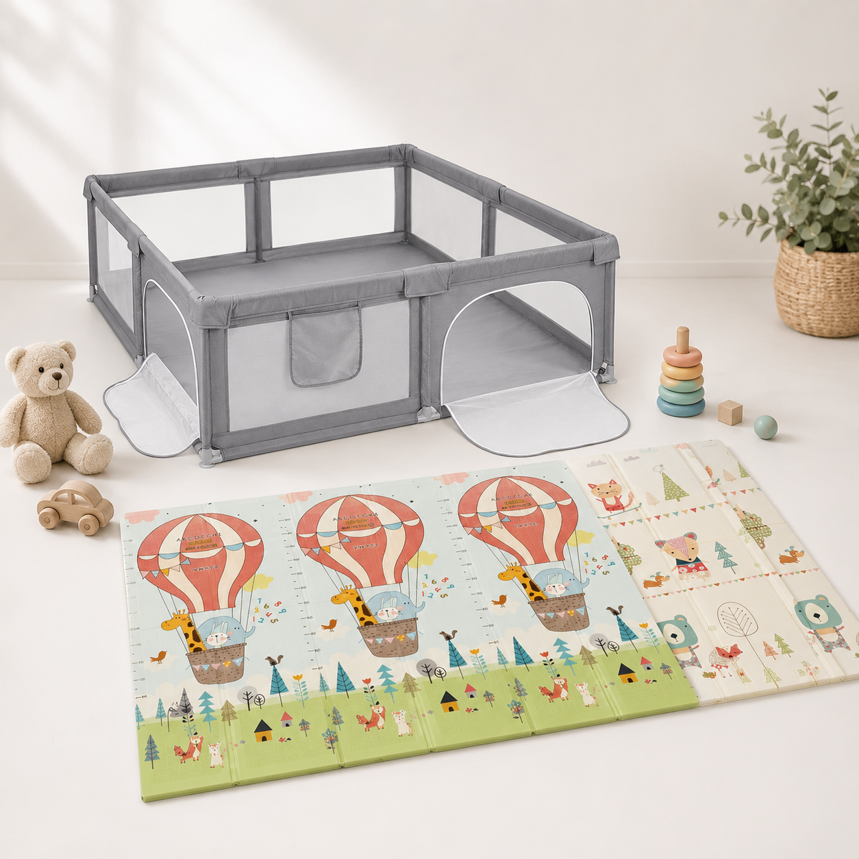 Pack Parc Bébé XXL MS + Tapis de Jeu Fancy 180x200 cm