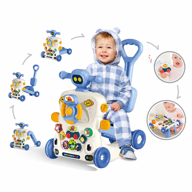 Trotteur Multifonction 5 en 1 pour Bébé Bleu Huanger