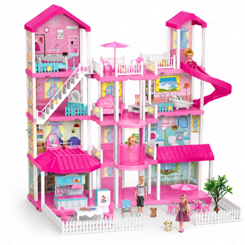 Maison de Poupée avec Toboggan 454 Pièces